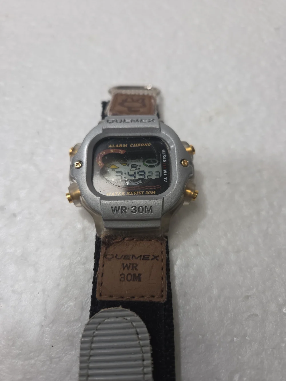 WR 30M Digital Alarm Chrono Watch - Silver Case with Brown Strap